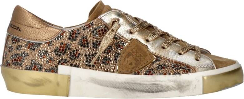 Philippe Model Glinsterende Kristal Leren Sneakers Multicolor Dames