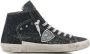 Philippe Model Zwarte Hoge Sneakers Leer Suède Glitter Black Dames - Thumbnail 1