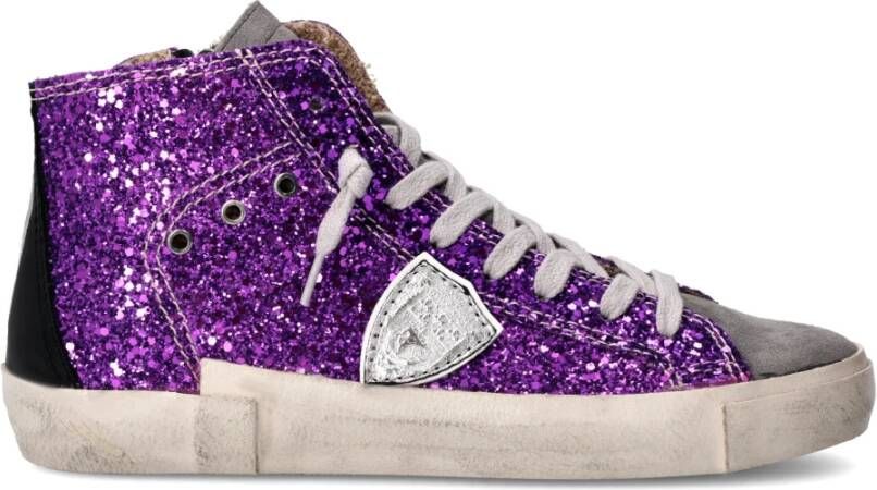 Philippe Model Glitter Paarse Tennisschoenen Vrouwen Purple Dames