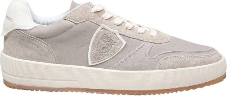 Philippe Model Grijze Leren Sneakers Veterschoenen Schoenen Beige Heren