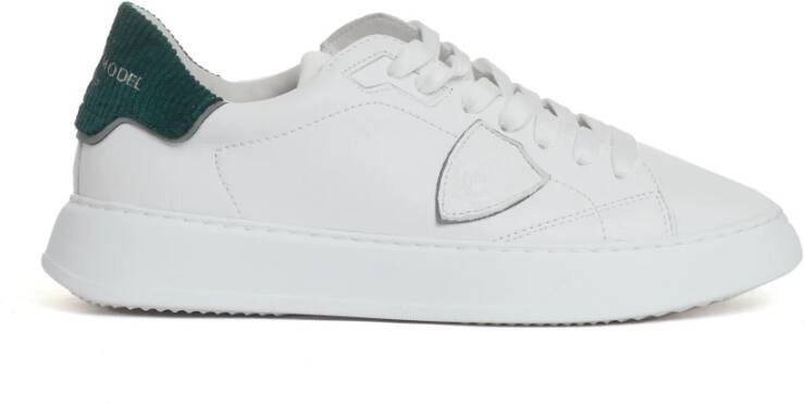 Philippe Model Groene Velvet Temple Sneakers White Heren