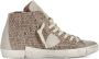 Philippe Model Hoge leren en corduroy sneakers Brown Dames - Thumbnail 1