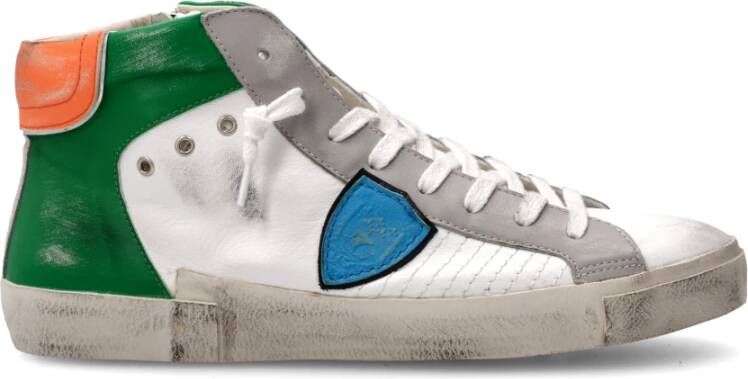 Philippe Model Hoge Sneakers Wit Groen Multicolor Heren