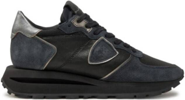 Philippe Model Hoge Top Tropez Sneakers van Leer en Suède Black Dames