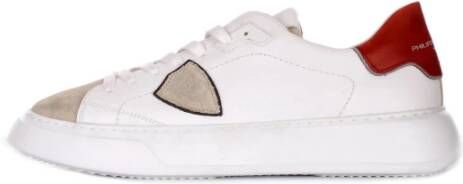 Philippe Model Witte Rode Leren Heren Casual Sneakers White Heren