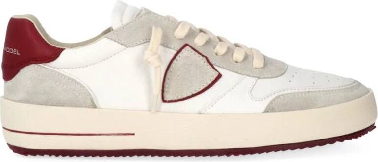 Philippe Model Italiaanse leren sneakers met suède details Beige Heren