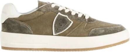 Philippe Model Khaki Groene Sneakers met Geperforeerde Neus Brown Heren