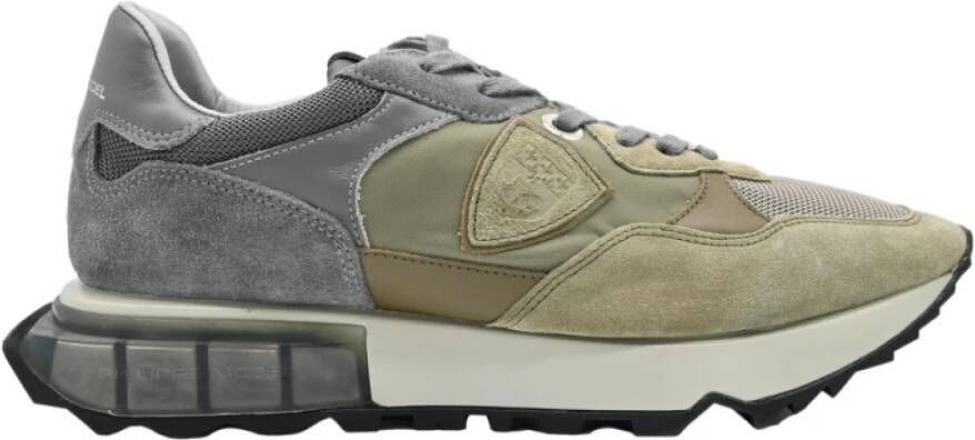 Philippe Model Lage Kleurblok Sneakers Antraciet Groen Multicolor Heren