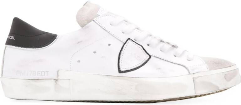 Philippe Model Witte Leren Sneakers met Iconisch Zijlogo White Heren