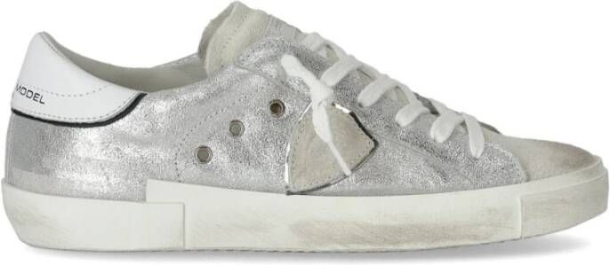 Philippe Model Zilveren Lage Sneakers met Asymmetrische Band Gray Dames