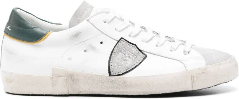 Philippe Model Lage sneaker van kalfsleer en suède White Heren