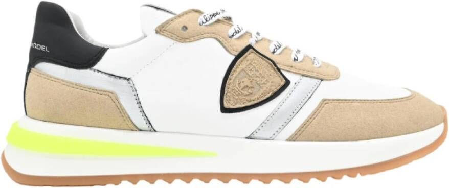 Philippe Model Lage Sneakers in Wit Beige Multicolor Heren