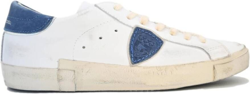 Philippe Model Lage Sneakers in Wit en Blauw White Heren