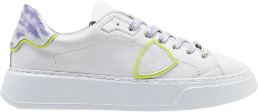 Philippe Model Lage Sneakers in Wit en Paars Multicolor Dames