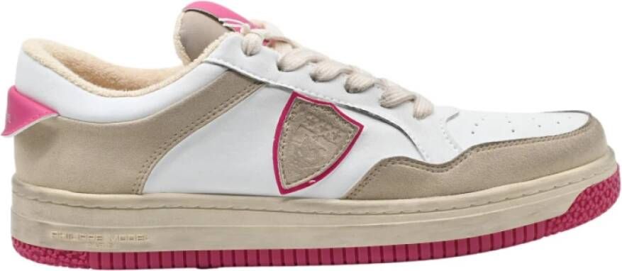 Philippe Model Lage Sneakers Lyon Mixage Wit Roze Beige Heren