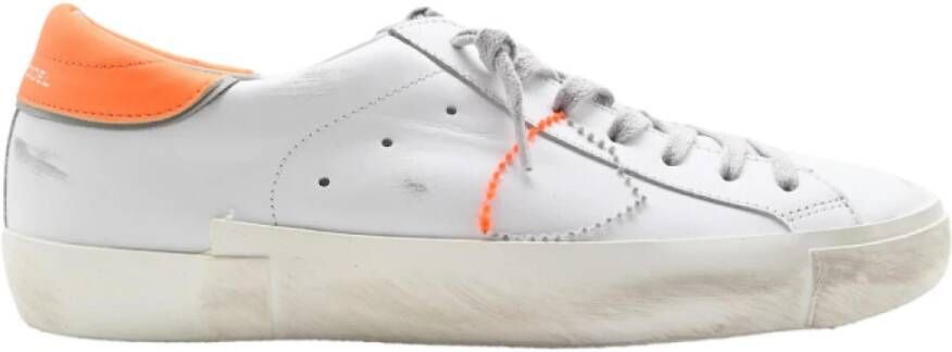 Philippe Model Lage Sneakers met Borduurdetail White Heren