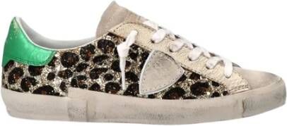 Philippe Model Lage Sneakers met Glitter Animal Print Bruin Dames