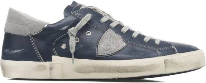 Philippe Model Lage Sneakers met Vernielde Details Blue Heren