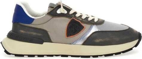 Philippe Model Grijze Sneakers Aw23 Leer en Textiel Rubberen Zool Grijs Heren