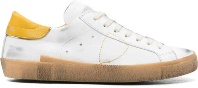 Philippe Model Lage Sneakers Wit Geel White Heren