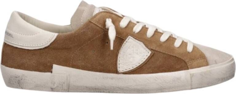 Philippe Model Lage suède sneakers met schild spoiler Brown Heren