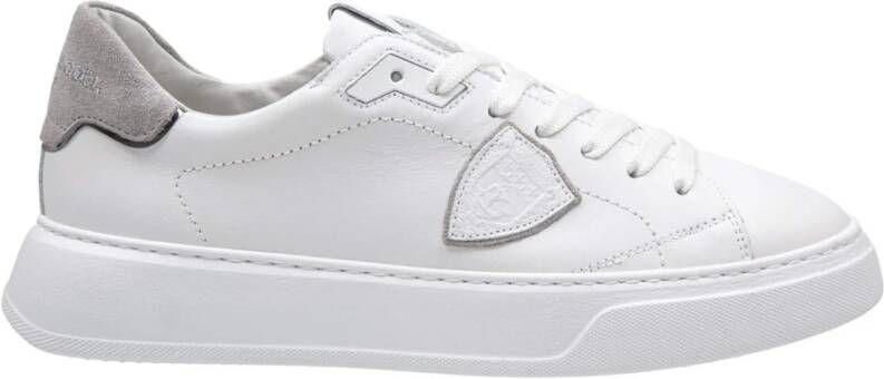 Philippe Model Lage Tempel Leren Sneakers Wit Grijs White Heren