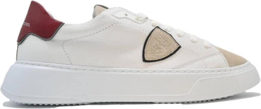 Philippe Model Lage Tempel Sneakers Mixage Blanc Rouge Beige Heren