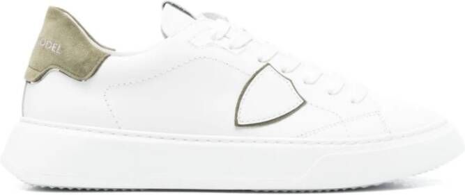 Philippe Model Lage Temple Sneakers in Wit Groen White Heren