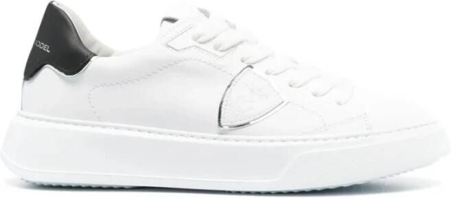 Philippe Model Lage Temple Sneakers in Zwart Wit White Dames