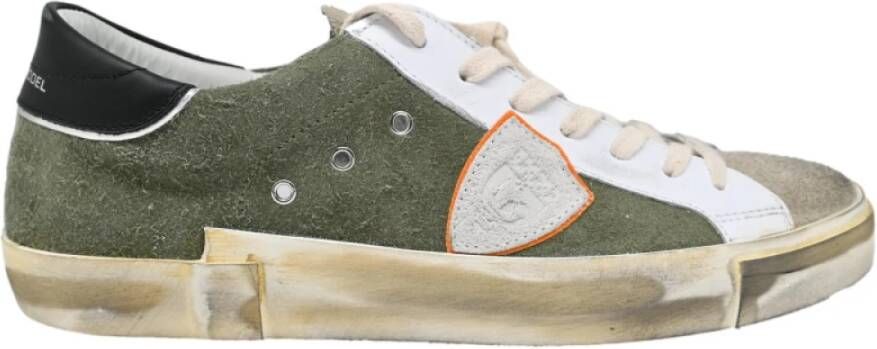 Philippe Model Lage Top Militaire Witte Sneakers Green Heren