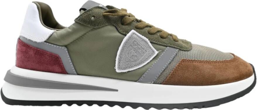 Philippe Model Lage Top Mondial Sneakers in Grijs Bruin Multicolor Heren