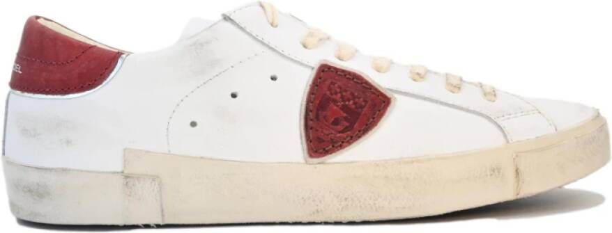 Philippe Model Lage Top Sneakers in Wit Rood White Heren