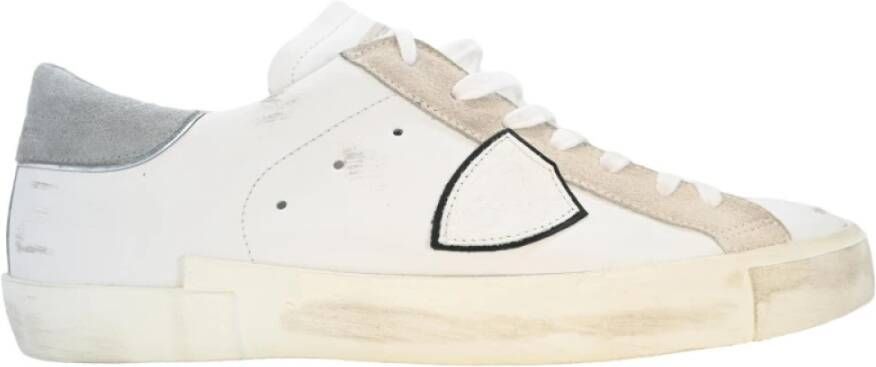 Philippe Model Lage Top Sneakers Mixage Pop Blanc Denim Beige Heren