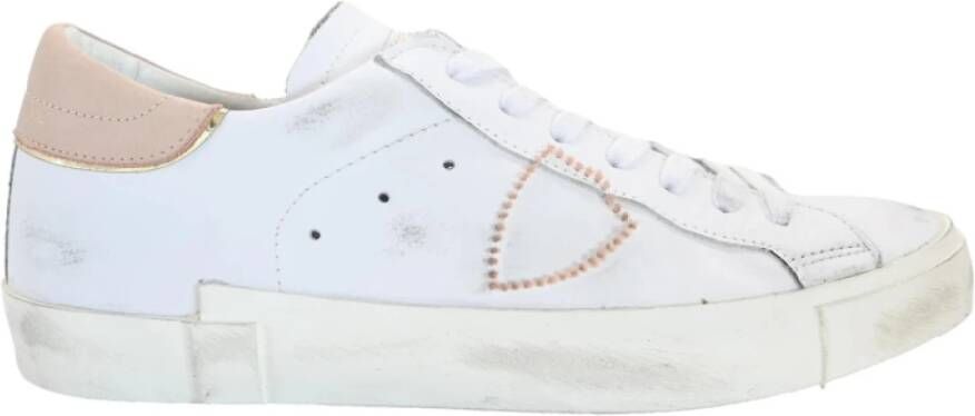 Philippe Model Lage Vrouw Broderie Sneakers Wit Roze White Dames