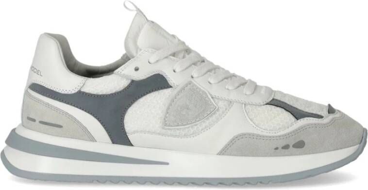 Philippe Model Lage Witte Grijze Sneaker Geborduurd Mesh White Heren