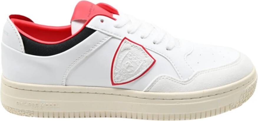 Philippe Model Leeuw Lage Sneakers Wit Rood White Heren