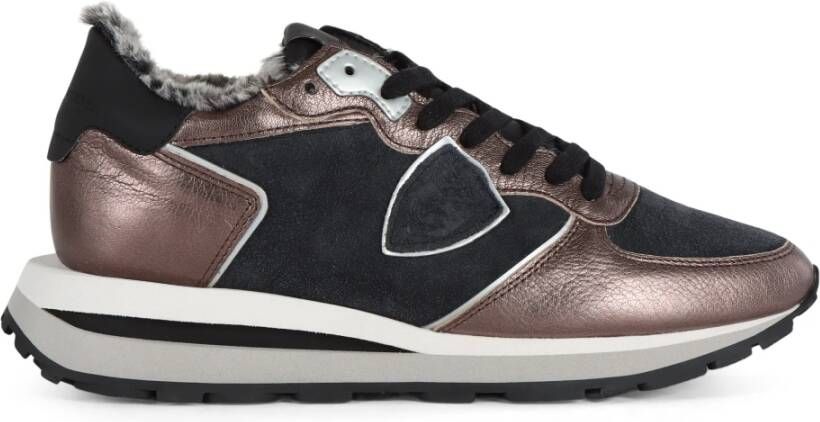 Philippe Model Leren en stoffen hoge sneakers Brown Dames