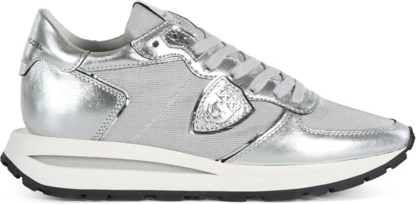 Philippe Model Leren en stoffen hoge sneakers Gray Dames