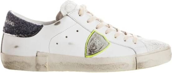 Philippe Model Leren en Suède Sneakers met Zilveren Details White Heren