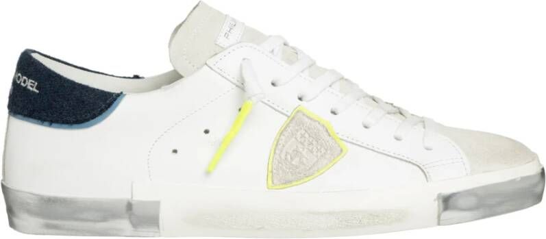 Philippe Model Paris Lage Herensneakers Vintage Leer en Suède White Heren