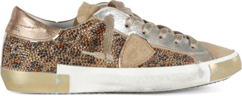 Philippe Model Leren Sneakers met Strass Versieringen Yellow Dames