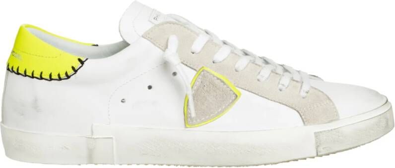 Philippe Model Paris X Leren Sneakers in Wit en Geel White Heren