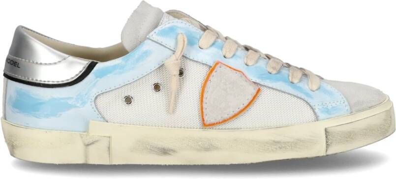 Philippe Model Lichtblauwe Casual Sneakers met Mesh Inzet Blue Heren