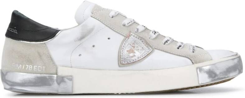 Philippe Model Paris X Sneaker van leer en wit suède met zwarte spoiler Wit Dames