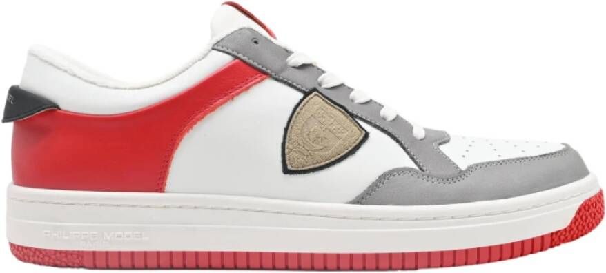 Philippe Model Lyon Low Sneakers in Wit Grijs Multicolor Heren