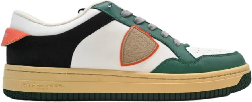 Philippe Model Lyon Low Sneakers in Wit Groen Zwart Multicolor Heren