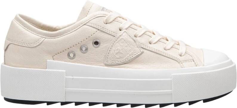 Philippe Model Melk Lage Sneakers met Zilveren Details Beige Dames