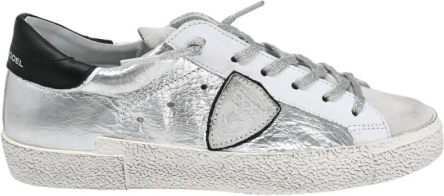 Philippe Model Metallic Lage Top Sneakers Zilver Gray Dames