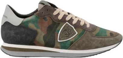 Philippe Model Militaire Camo Suède Hardloopschoenen Groen Heren