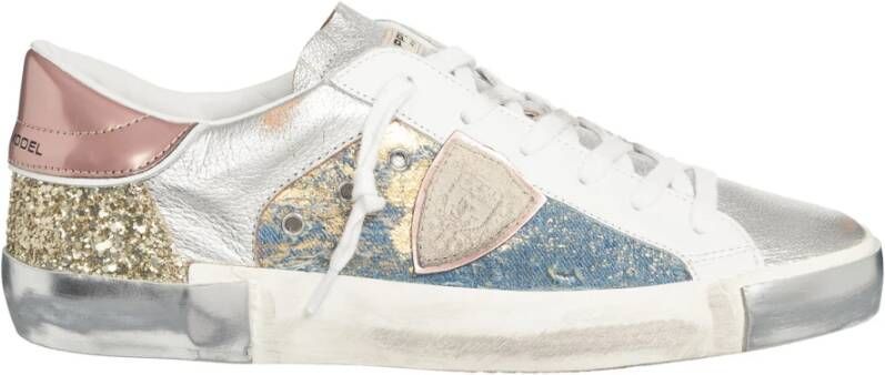 Philippe Model Unieke Lichtblauw Goud Tennisschoenen Multicolor Dames